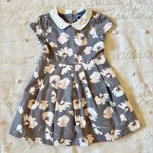 Janie and Jack Blush Castle grey pink floral collar short sleeve tulle size 2T